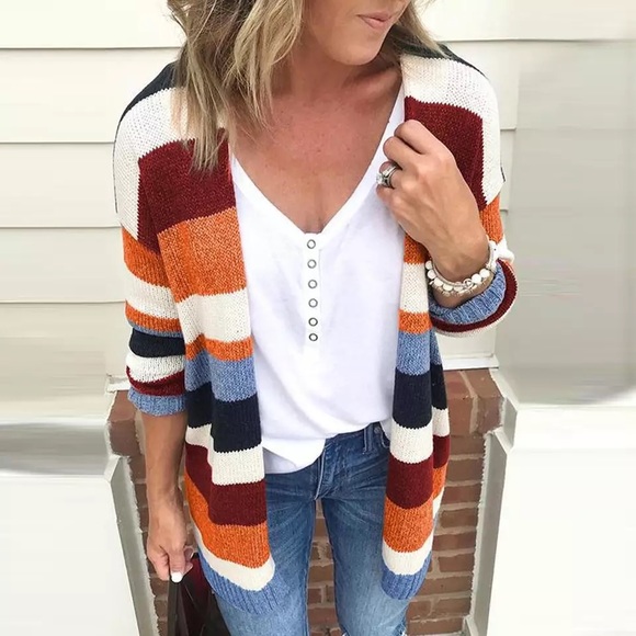 Multicolored Striped Cardigan Sweater - Picture 3 of 8